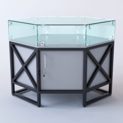 Прилавок угловой ЛОФТ СТИЛЬ №116 шестигранный (с дверками), Серый