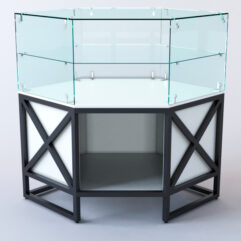 Прилавок угловой ЛОФТ СТИЛЬ №17 шестигранный (без дверок), Белый (с белой кромкой)