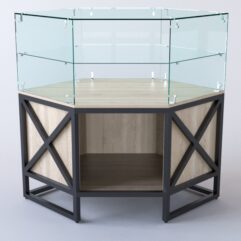 Прилавок угловой ЛОФТ СТИЛЬ №17 шестигранный (без дверок), Дуб Сонома