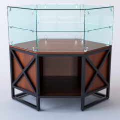 Прилавок угловой ЛОФТ СТИЛЬ №17 шестигранный (без дверок), Орех