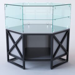 Прилавок угловой ЛОФТ СТИЛЬ №17 шестигранный (без дверок), Серый