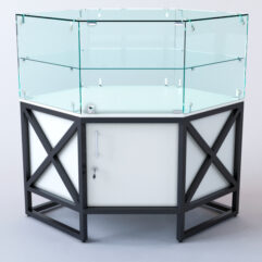 Прилавок угловой ЛОФТ СТИЛЬ №117 шестигранный (с дверками), Белый (с белой кромкой)