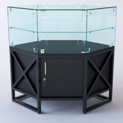 Прилавок угловой ЛОФТ СТИЛЬ №117 шестигранный (с дверками), Черный