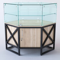 Прилавок угловой ЛОФТ СТИЛЬ №117 шестигранный (с дверками), Дуб Сонома