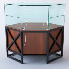 Прилавок угловой ЛОФТ СТИЛЬ №117 шестигранный (с дверками), Орех