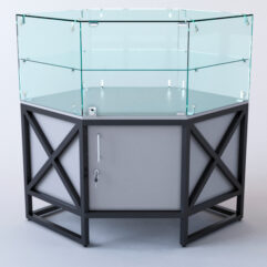 Прилавок угловой ЛОФТ СТИЛЬ №117 шестигранный (с дверками), Серый