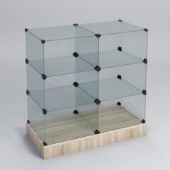 Прилавок КУБ №5 (без стеклянных дверок, передняя стенка - стекло), Дуб Сонома