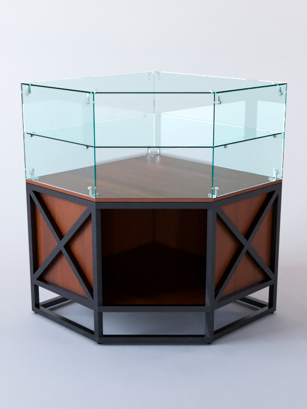 Прилавок угловой ЛОФТ СТИЛЬ №4 пятигранный (без дверок), Орех