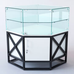 Прилавок угловой ЛОФТ СТИЛЬ №104 пятигранный (с дверками), Белый (с белой кромкой)