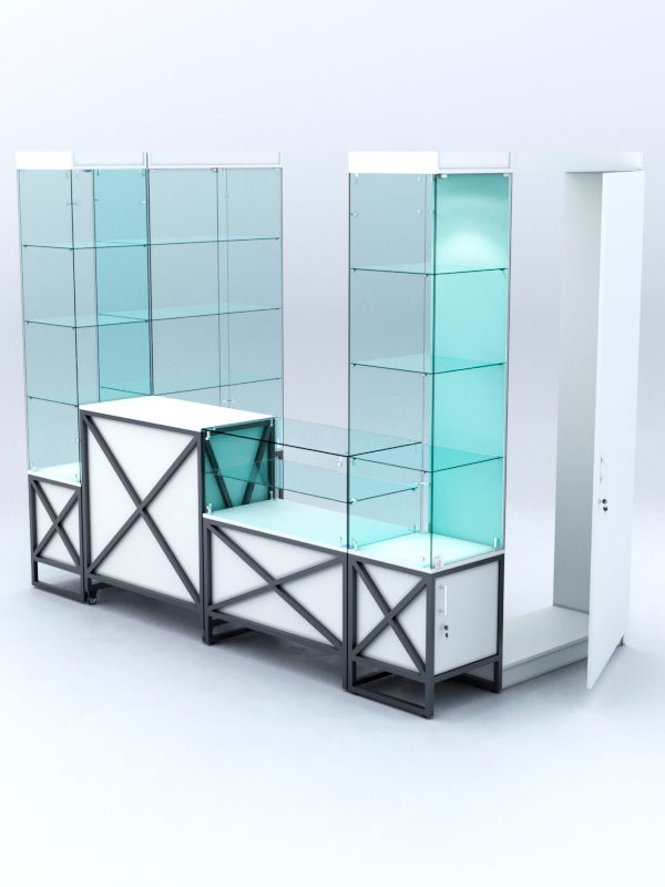 Павильон торговый ЛОФТ СТИЛЬ пристенный №7б, Белый