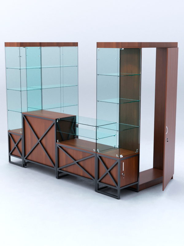 Павильон торговый ЛОФТ СТИЛЬ пристенный №7б, Орех