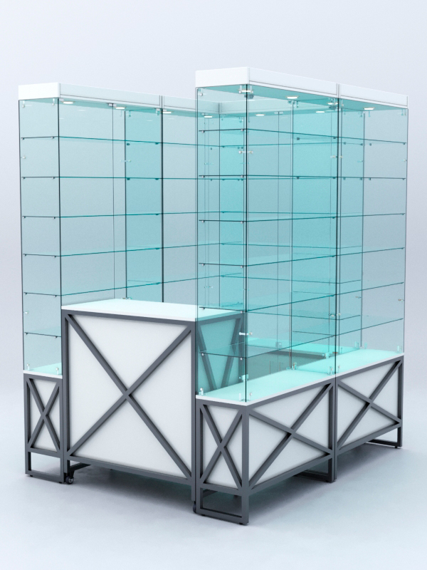 Павильон торговый ЛОФТ СТИЛЬ (глубина витрин-300мм) №1а, Белый