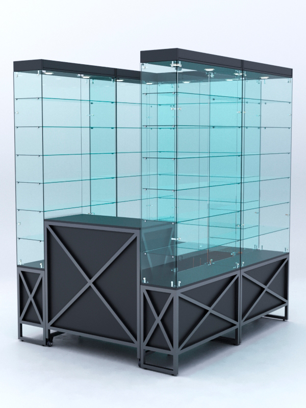 Павильон торговый ЛОФТ СТИЛЬ (глубина витрин-300мм) №1а, Черный