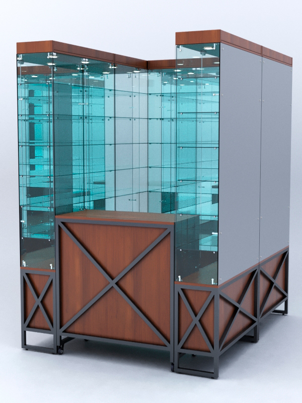 Павильон торговый ЛОФТ СТИЛЬ (глубина витрин-300мм) №1б, Орех