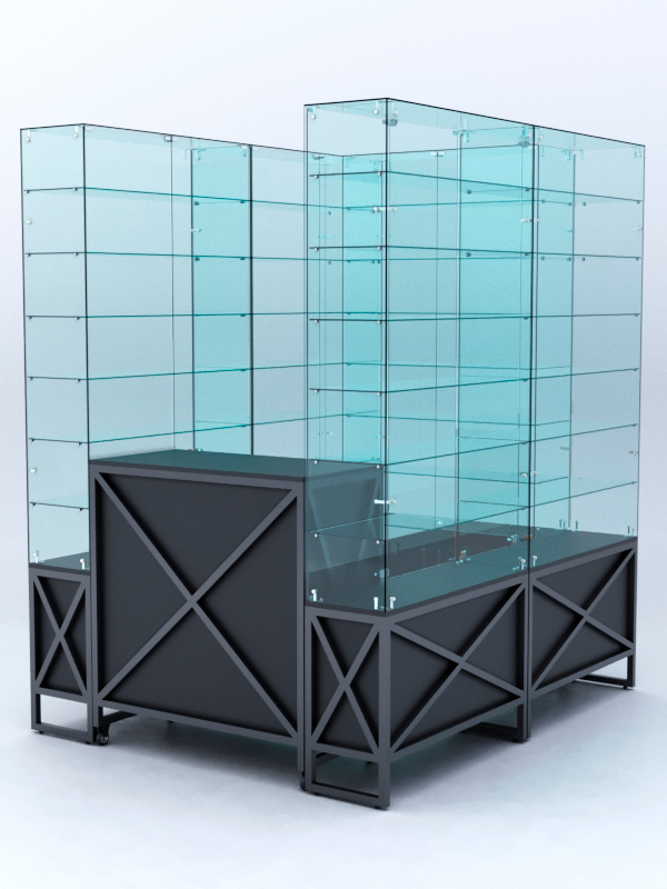 Павильон торговый ЛОФТ СТИЛЬ (глубина витрин-300мм) №1в, Черный