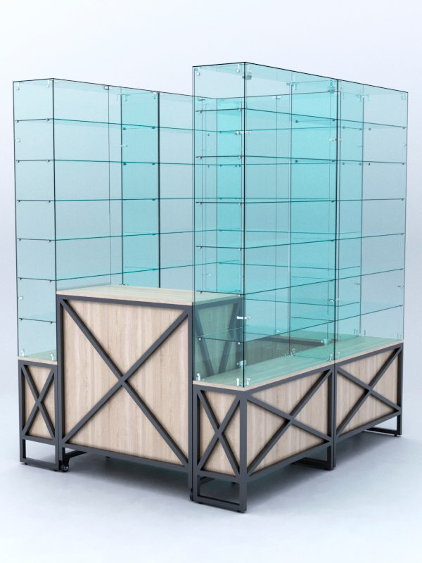 Павильон торговый ЛОФТ СТИЛЬ (глубина витрин-300мм) №1в, Дуб Сонома