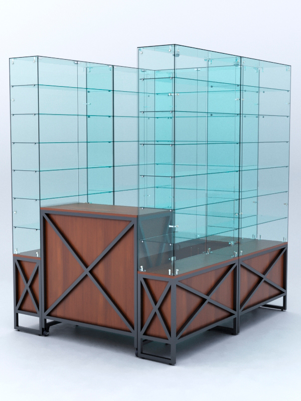 Павильон торговый ЛОФТ СТИЛЬ (глубина витрин-300мм) №1в, Орех