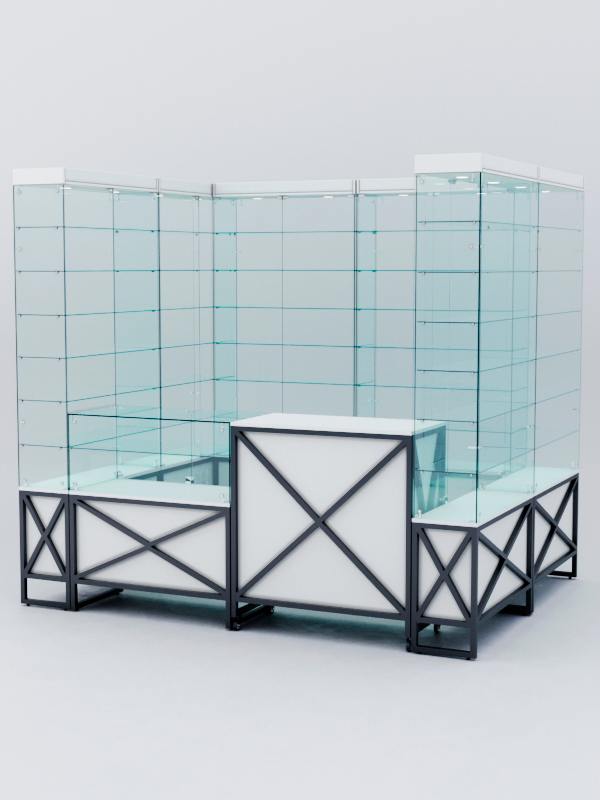 Павильон торговый ЛОФТ СТИЛЬ (глубина витрин-300мм) №2а, Белый