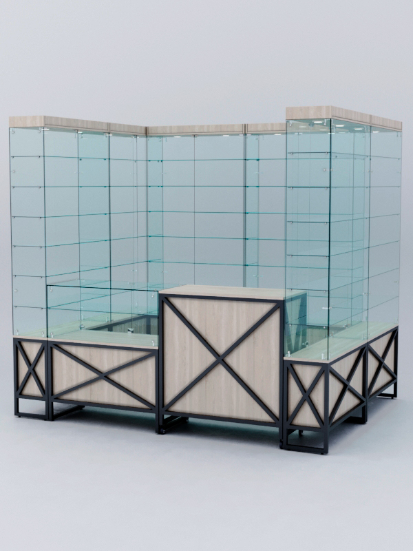 Павильон торговый ЛОФТ СТИЛЬ (глубина витрин-300мм) №2а, Дуб Сонома