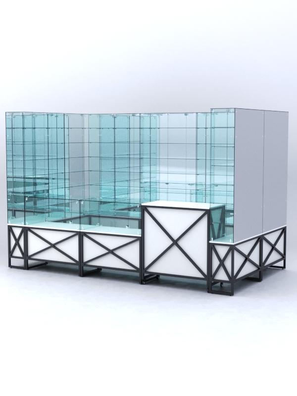 Павильон торговый ЛОФТ СТИЛЬ (глубина витрин-300мм) №3г, Белый