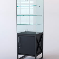 Витрина стеклянная ЛОФТ СТИЛЬ островная №206 (без дверки, фасад - стекло), Черный