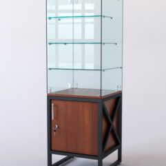 Витрина стеклянная ЛОФТ СТИЛЬ островная №206 (без дверки, фасад - стекло), Орех