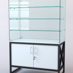 Витрина стеклянная ЛОФТ СТИЛЬ островная №201 (без дверки, фасад - стекло), Белый