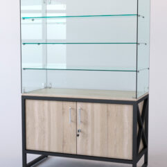 Витрина стеклянная ЛОФТ СТИЛЬ островная №201 (без дверки, фасад - стекло), Дуб Сонома