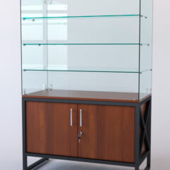 Витрина стеклянная ЛОФТ СТИЛЬ островная №201 (без дверки, фасад - стекло), Орех