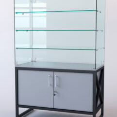 Витрина стеклянная ЛОФТ СТИЛЬ островная №201 (без дверки, фасад - стекло), Серый