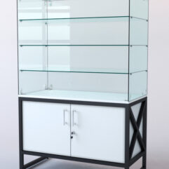 Витрина стеклянная ЛОФТ СТИЛЬ островная №221 (без дверок, фасад-стекло), Белый