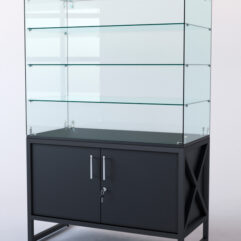 Витрина стеклянная ЛОФТ СТИЛЬ островная №221 (без дверок, фасад-стекло), Черный