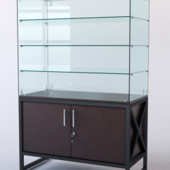 Витрина стеклянная ЛОФТ СТИЛЬ островная №221 (без дверок, фасад-стекло), Дуб Венге