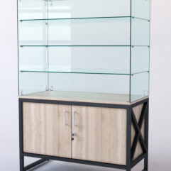 Витрина стеклянная ЛОФТ СТИЛЬ островная №221 (без дверок, фасад-стекло), Дуб Сонома