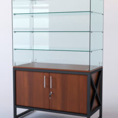 Витрина стеклянная ЛОФТ СТИЛЬ островная №221 (без дверок, фасад-стекло), Орех