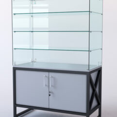 Витрина стеклянная ЛОФТ СТИЛЬ островная №221 (без дверок, фасад-стекло), Серый