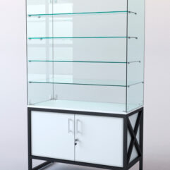 Витрина стеклянная ЛОФТ СТИЛЬ островная №204 (без дверок, фасад - стекло), Белый