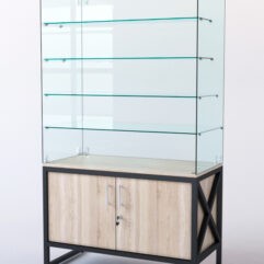 Витрина стеклянная ЛОФТ СТИЛЬ островная №204 (без дверок, фасад - стекло), Дуб Сонома