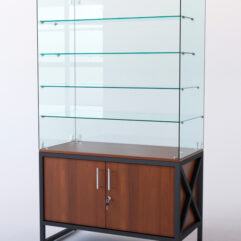 Витрина стеклянная ЛОФТ СТИЛЬ островная №204 (без дверок, фасад - стекло), Орех