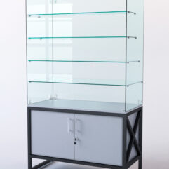 Витрина стеклянная ЛОФТ СТИЛЬ островная №204 (без дверок, фасад - стекло), Серый