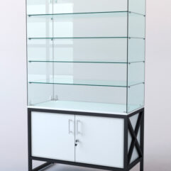 Витрина стеклянная ЛОФТ СТИЛЬ островная №224 (без дверок, фасад - стекло), Белый