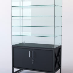 Витрина стеклянная ЛОФТ СТИЛЬ островная №224 (без дверок, фасад - стекло), Черный