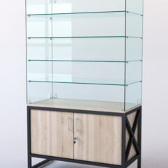 Витрина стеклянная ЛОФТ СТИЛЬ островная №224 (без дверок, фасад - стекло), Дуб Сонома
