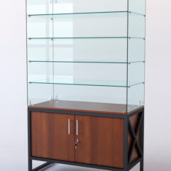 Витрина стеклянная ЛОФТ СТИЛЬ островная №224 (без дверок, фасад - стекло), Орех
