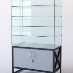 Витрина стеклянная ЛОФТ СТИЛЬ островная №224 (без дверок, фасад - стекло), Серый