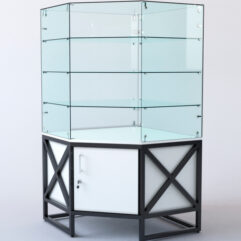 Витрина стеклянная ЛОФТ СТИЛЬ островная №202 (без дверки, фасад -стекло), Белый