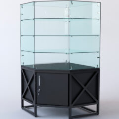 Витрина стеклянная ЛОФТ СТИЛЬ островная №202 (без дверки, фасад -стекло), Черный
