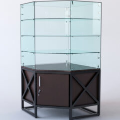 Витрина стеклянная ЛОФТ СТИЛЬ островная №202 (без дверки, фасад -стекло), Дуб Венге