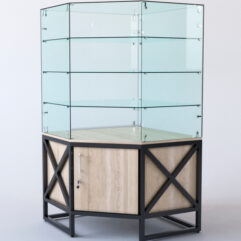 Витрина стеклянная ЛОФТ СТИЛЬ островная №202 (без дверки, фасад -стекло), Дуб Сонома