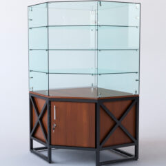 Витрина стеклянная ЛОФТ СТИЛЬ островная №202 (без дверки, фасад -стекло), Орех